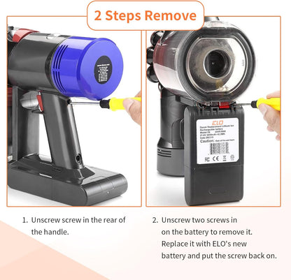 ELO V8 Battery Replacement 21.6 V Compatible with Dyson V8 SV10 V8 Animal V8 Absolute V8 Motorhead V8 Carbon Fiber V8 Fluffy Series Cordless Vacuum Part No. 972237-01