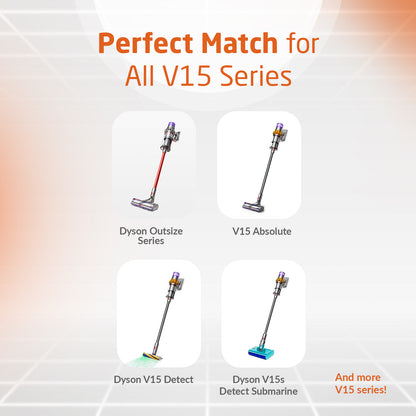 New V15 Additional Battery or Replacement Battery for Dyson V15 Vacuum Series: V15 Battery for V15 Detect, V15s Detect Submarine, V15 Detect Absolute, V15, SV22, SV47. Part No. 970938-01, 970425-01.